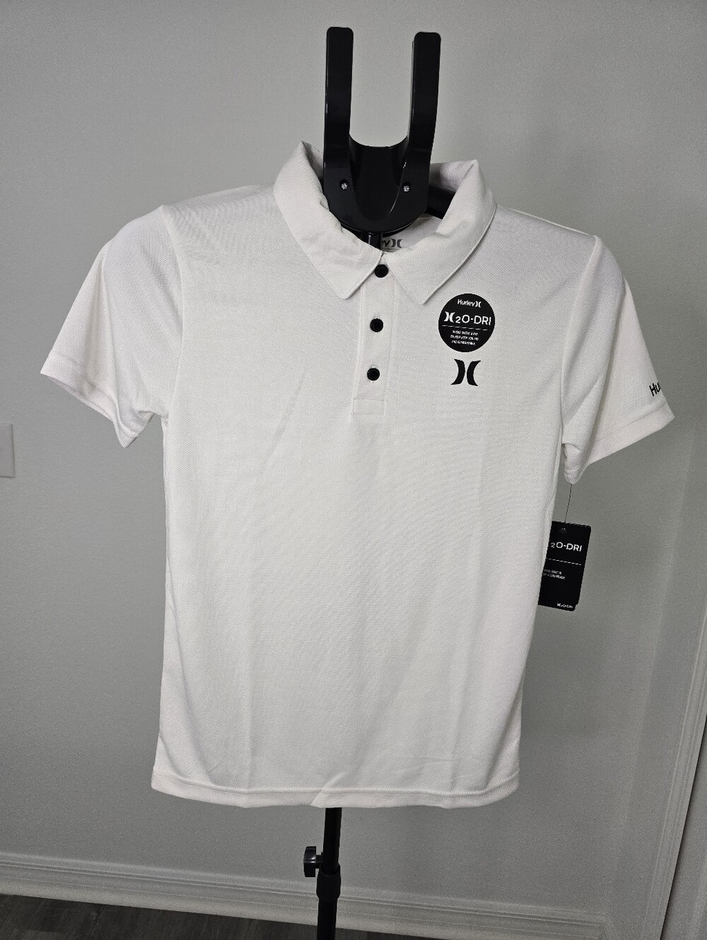 Hurley Boy's White Polo with Black Hurley Logo